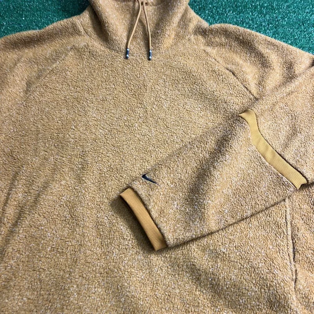 Nike Pullover Camel Brown‎ Plush Fleece Drawstring Funnel Neck Womens Size Large